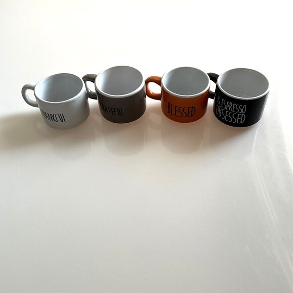 THAKFUL BLESSED ESPRESSO CUPS STACKED IN STAND SET OF 4 - Picture 3 of 13